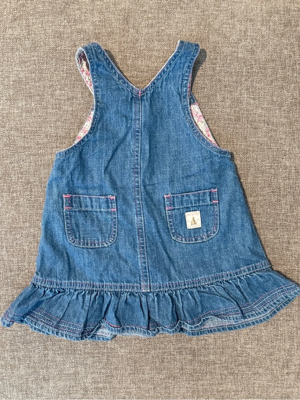 Baby GAP Blue Denim Ruffle Pinafore Overalls Dress 18-24m